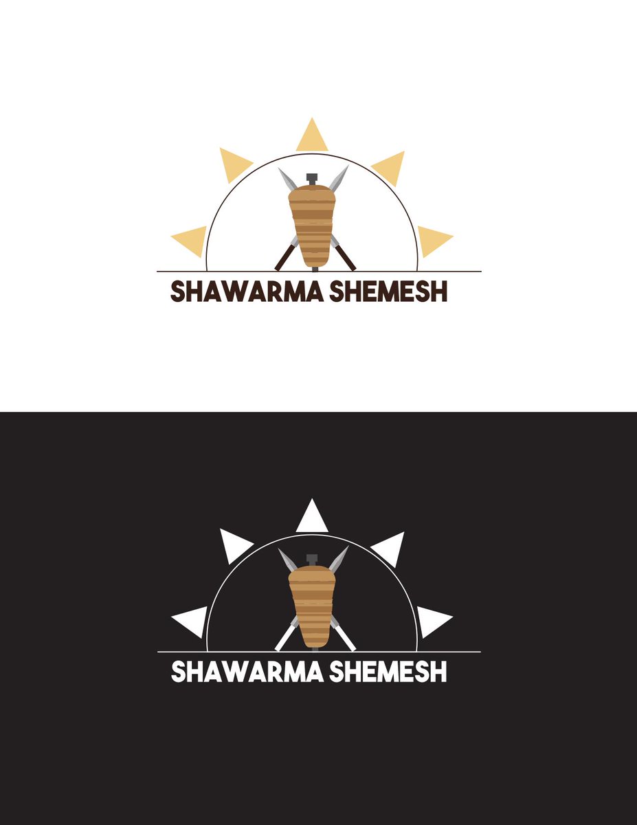 A Logo I made for "Shawarma Shemesh", a small Shawarma business in Israel. 
Shawarma is a Shredded meat dish and is common street food in Israel.  
"Shemesh" means "Sun" in Hebrew, so I combined the sun element in the logo.
#MurrowUGLife #comstrat381 #logodesign