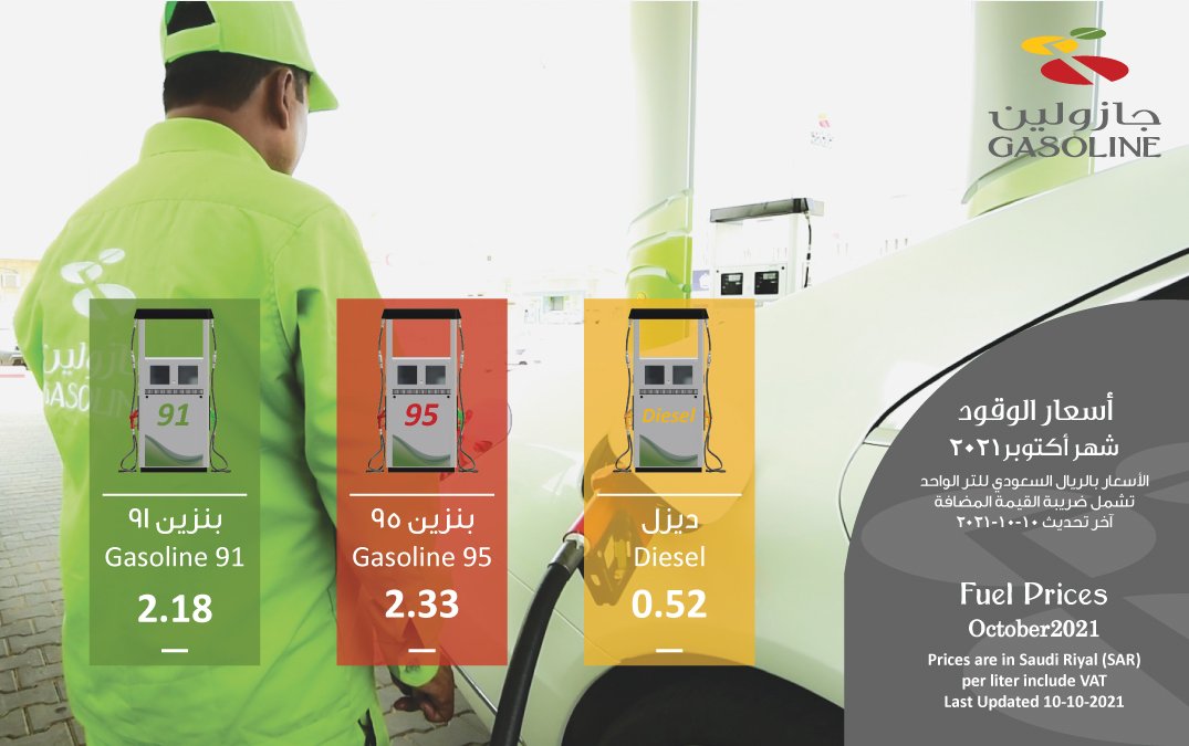 GasolinePetrol's tweet photo. أسعار الوقود لشهر أكتوبر ٢٠٢١ https://t.co/rKx9RFMxkA