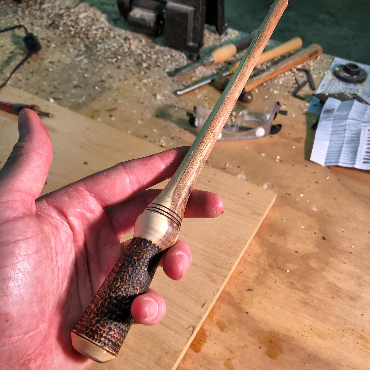 JosephDavisEDU's tweet photo. My first wood turning project was a success! #WandMaking https://t.co/BohGX0ceOK