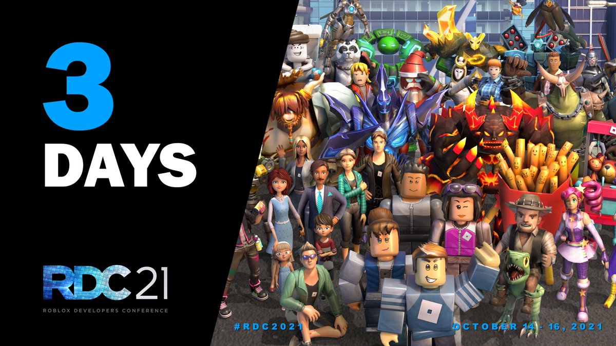 The 2021 Roblox Developer's Conference starts in 3 days! ⌛👀

#Roblox #RobloxDev #RDC2021 @RobloxDevRel