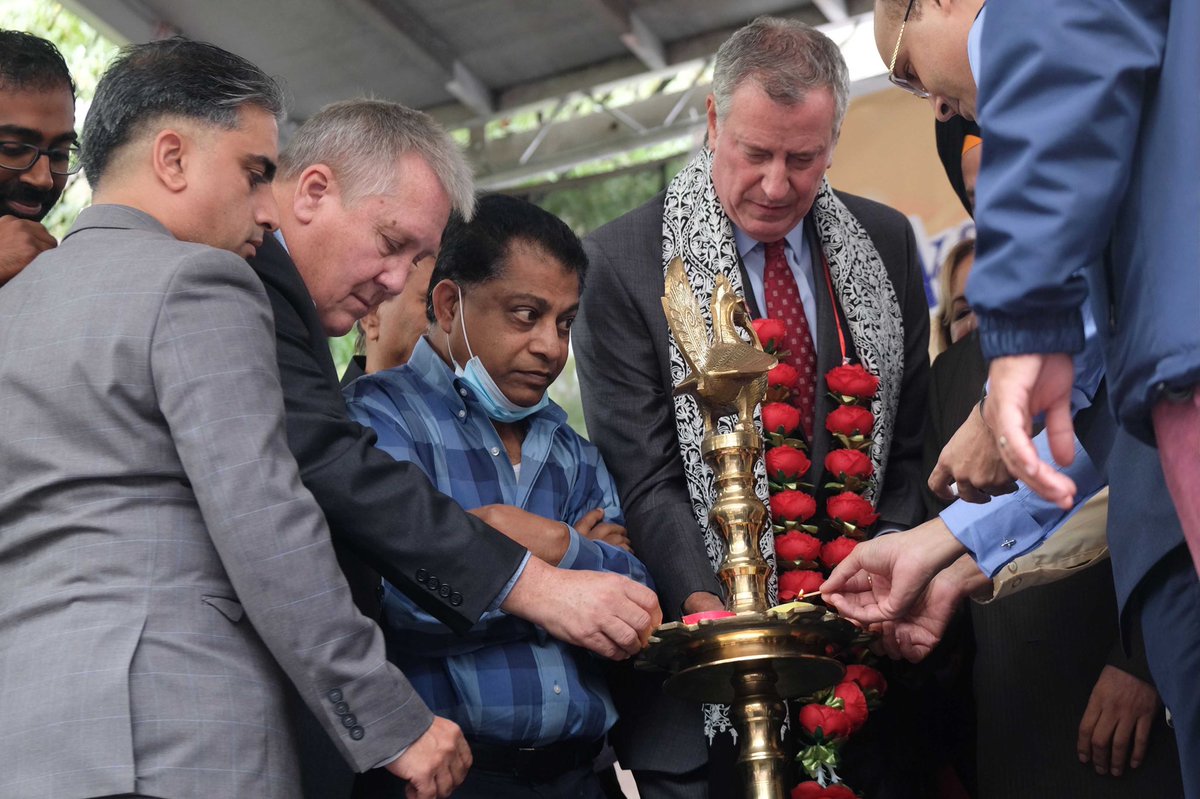 NYCMayor's tweet photo. Diwali is the celebration of good outshining the darkness. What a necessary message for us all in the past year and a half. 

Proud to say Shubh Diwali to all of our neighbors in Jackson Heights today! 

#InQueens https://t.co/dPkRE6DQpN