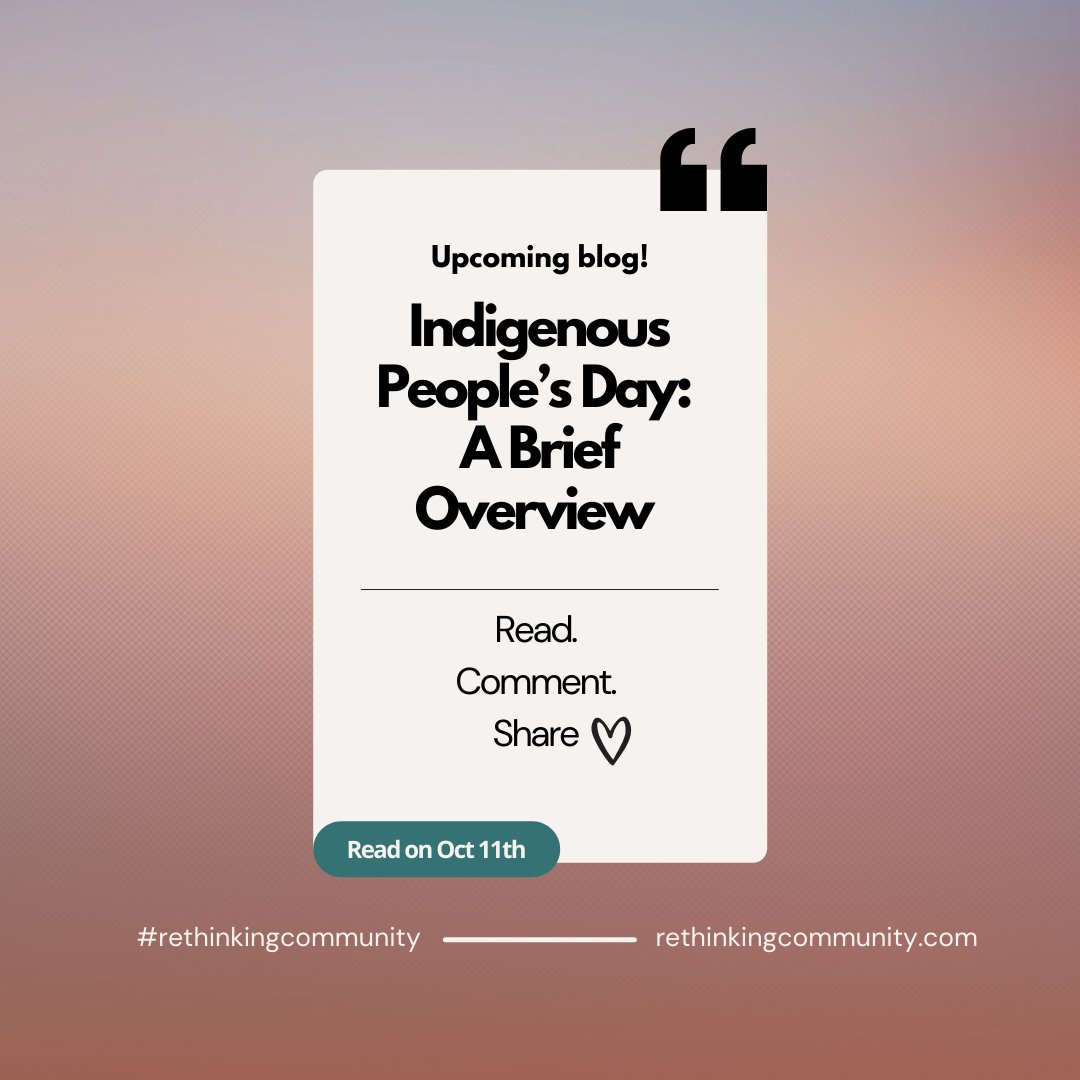 RethinkingComm's tweet photo. To honor Indigenous Peoples' Day we will be releasing a blog post tomorrow at 9amET! Keep an eye out for a resource page on the holiday too 💙
#IndigenousPeoplesDay #holiday #blog #post #rethinkingcommunity https://t.co/J96sCrrbHs