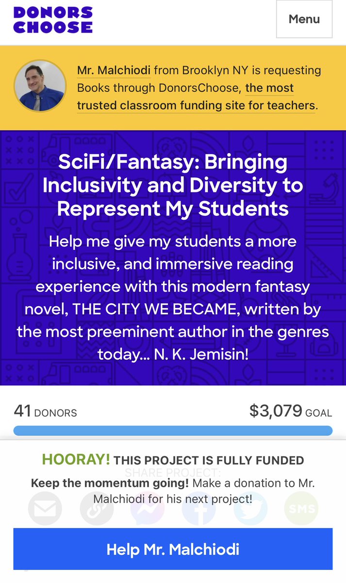 brooklyntechpta's tweet photo. We are SO thrilled that 41 donors crowd-funded a Brooklyn Tech HS English teacher’s book project!! Many, many thanks to the wonderful authors, agents, nonprofits and all who made this project happen! We are so grateful to @luxlotus for leading the charge! Hooray!! 📚❤️📖 https://t.co/eNrLtKxXtN