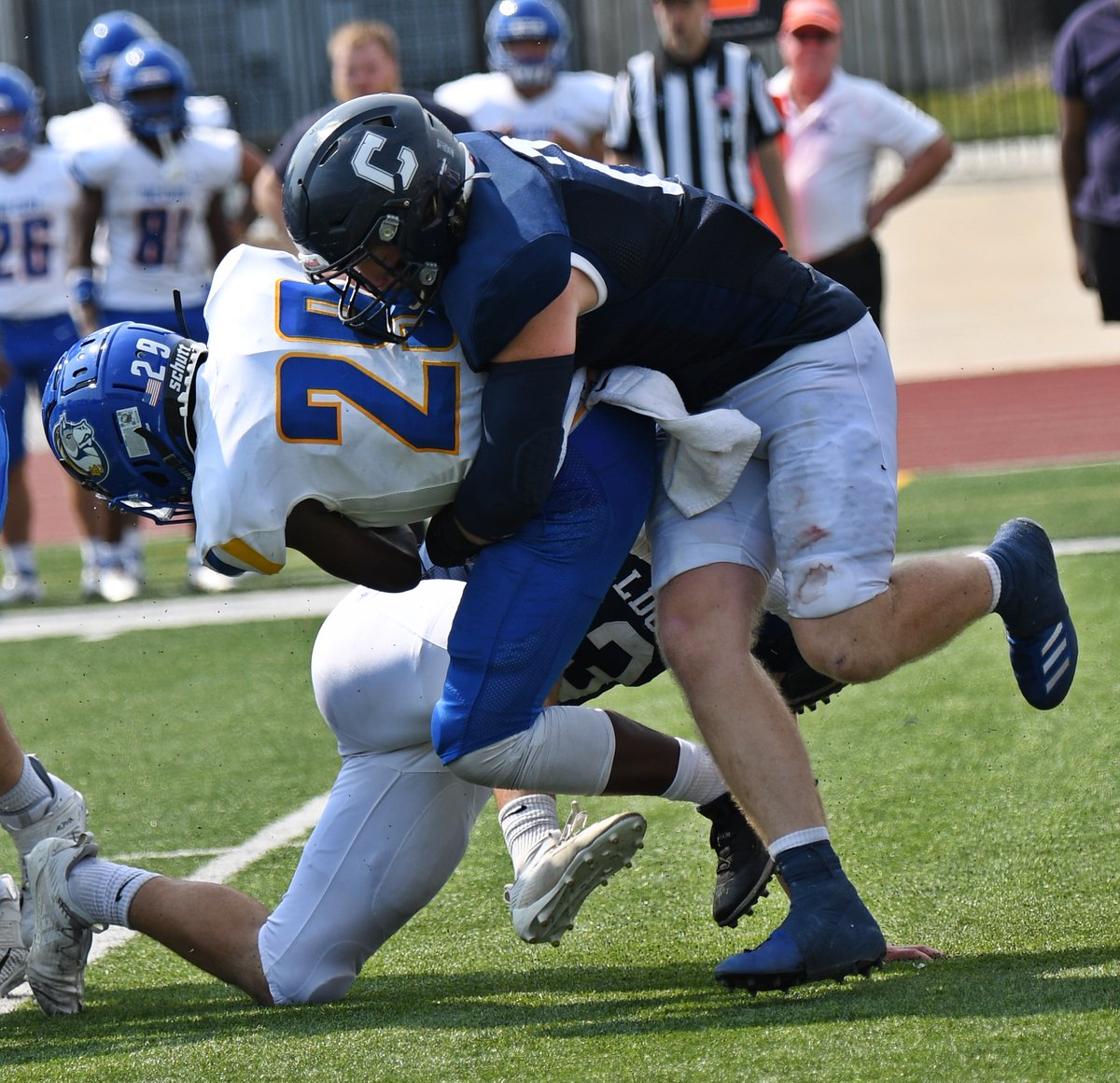 cunebulldogs's tweet photo. 🏈 | @CUNEFootball's defense has held opponents to an average of 278.8 yards per game over the past five games. The Bulldogs also boast the GPAC leaders in ...

Sacks - Caydren Cox (6.5)
AND
Tackles - Lane Napier (74) https://t.co/6QBPbvgZkE
