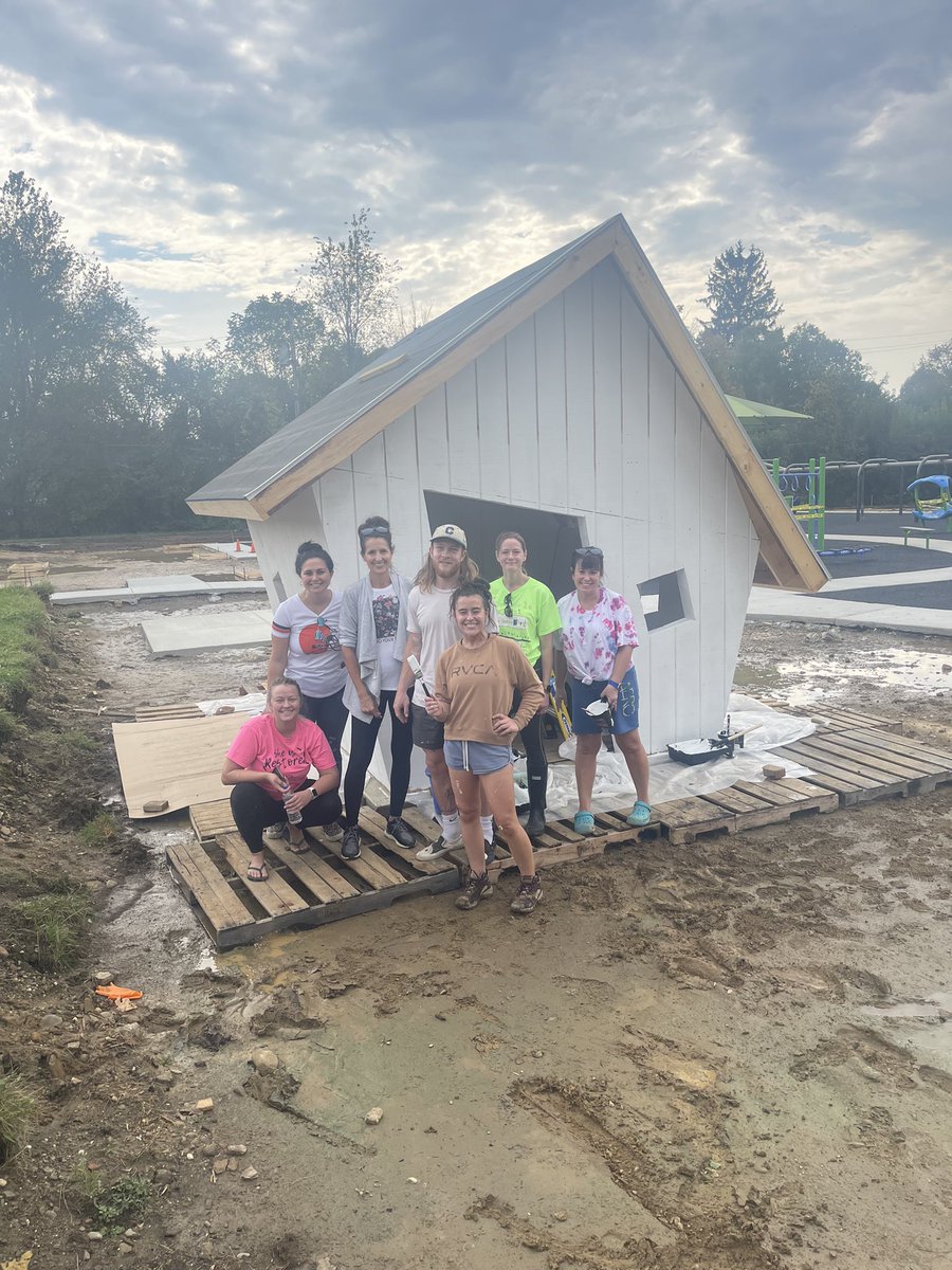 SuffieldE's tweet photo. Some Suffield staff and Alumni joining in on the prep work for the amazing adaptive playground coming soon to Portage County. Mila’s Hope &amp; Rowyn’s Dream Playground will soon be a reality! Volunteer your time to help next  weekend in Randolph Check it out on Facebook! #wearefield https://t.co/VYnKvnANy1