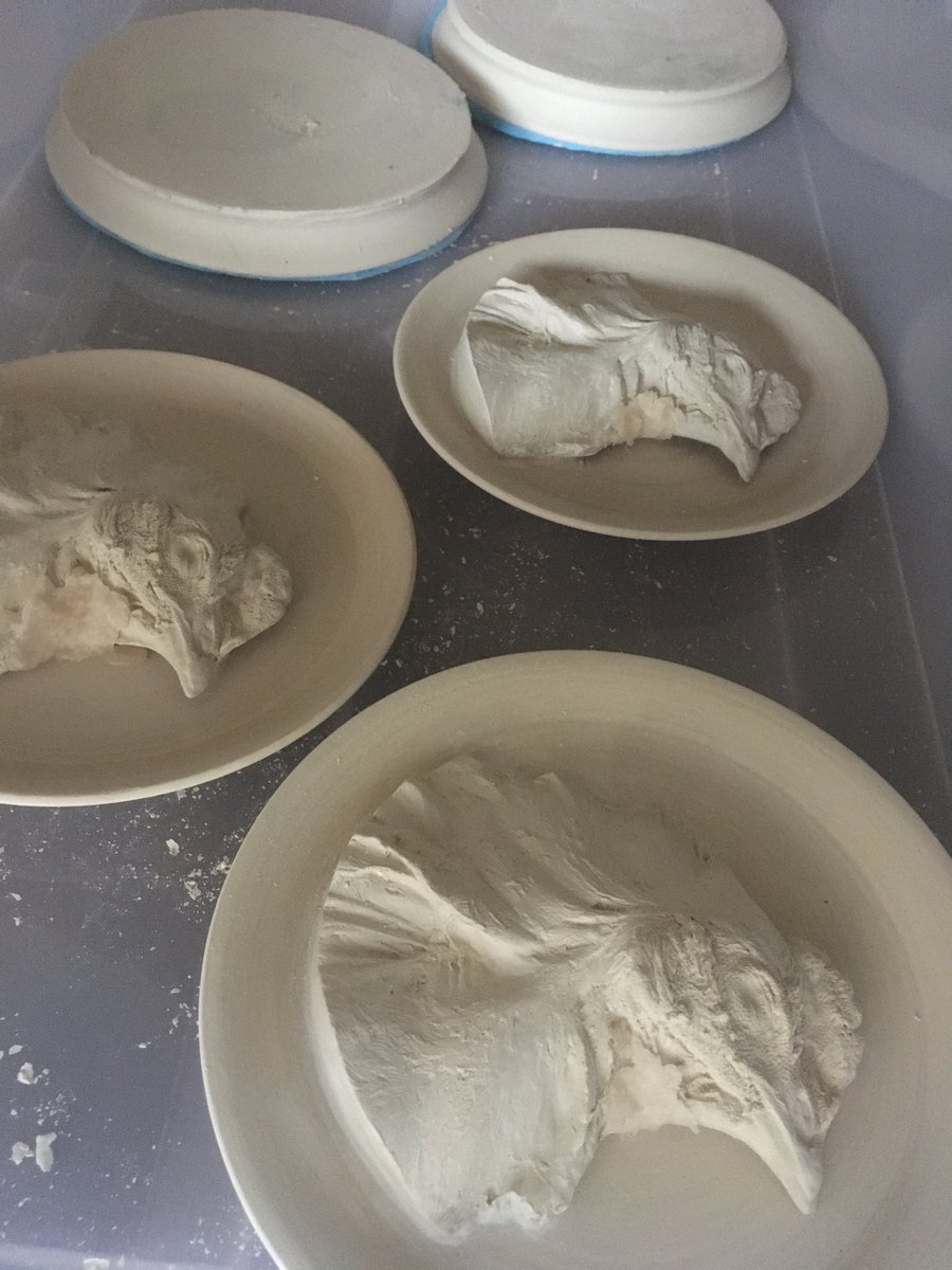 FlavourCrusader's tweet photo. I bought a mini pottery wheel  before lockdown. Over 4 months, I made 3 chook head plates (+ 6 in progress), 69 mini foods, and 16 mini food platters. I think I’ve resolved my chicken bone idea - display them under a bowl - so now, to throw one! #ChickenCeramics #incrEdibleMuseum https://t.co/h3AGTTAznB