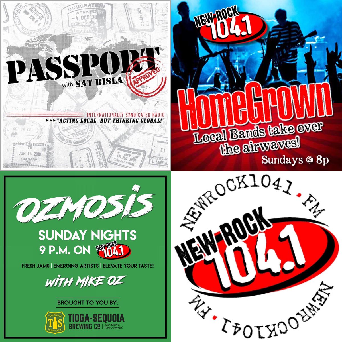newrock1041's tweet photo. Those #newrocksundays happening tonight with tons of cool, new music, local, international &amp; more! 
• @passportapprovd - 7pm 
• #homegrown w/ @hammernewrock &amp; @MindlxssSociety in studio - 8pm 
• #ozmosis w/ @mikeoz, brought to you by @tiogasequoia - 9pm 
🎤🎧🍻 https://t.co/wX70QfAhjZ