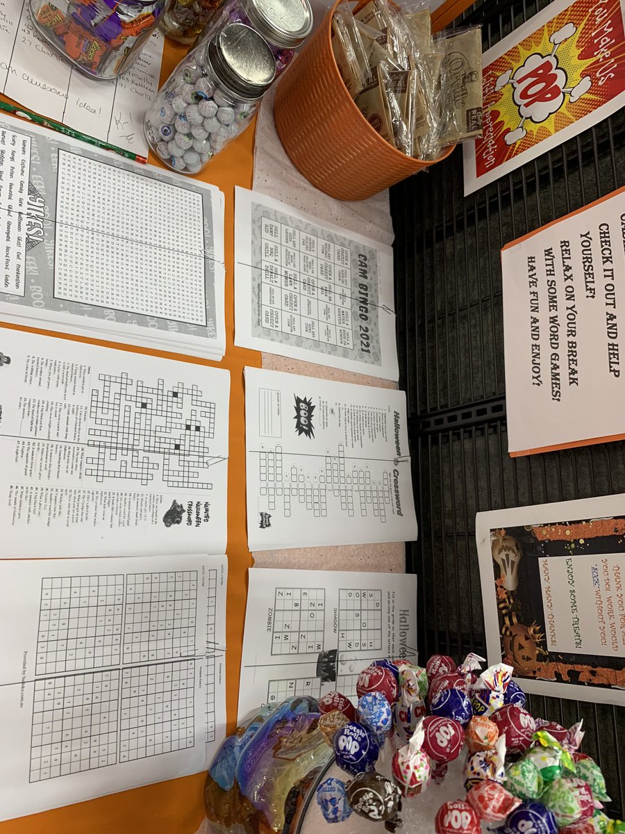 Work would “suck” without you! Debbie and Aubree set up the activities table for #CAM2021 LETS KEEP THE FUN GOING 👻👻💪💪