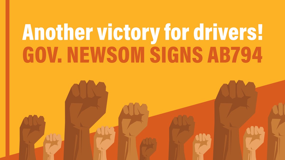 🚨VICTORY🚨

@GavinNewsom has signed #AB794 into law -- protecting drivers from predatory leasing for new clean trucks.

After years of delivering for our communities, port drivers are one step closer to an economy that gives them the protections & respect they deserve.