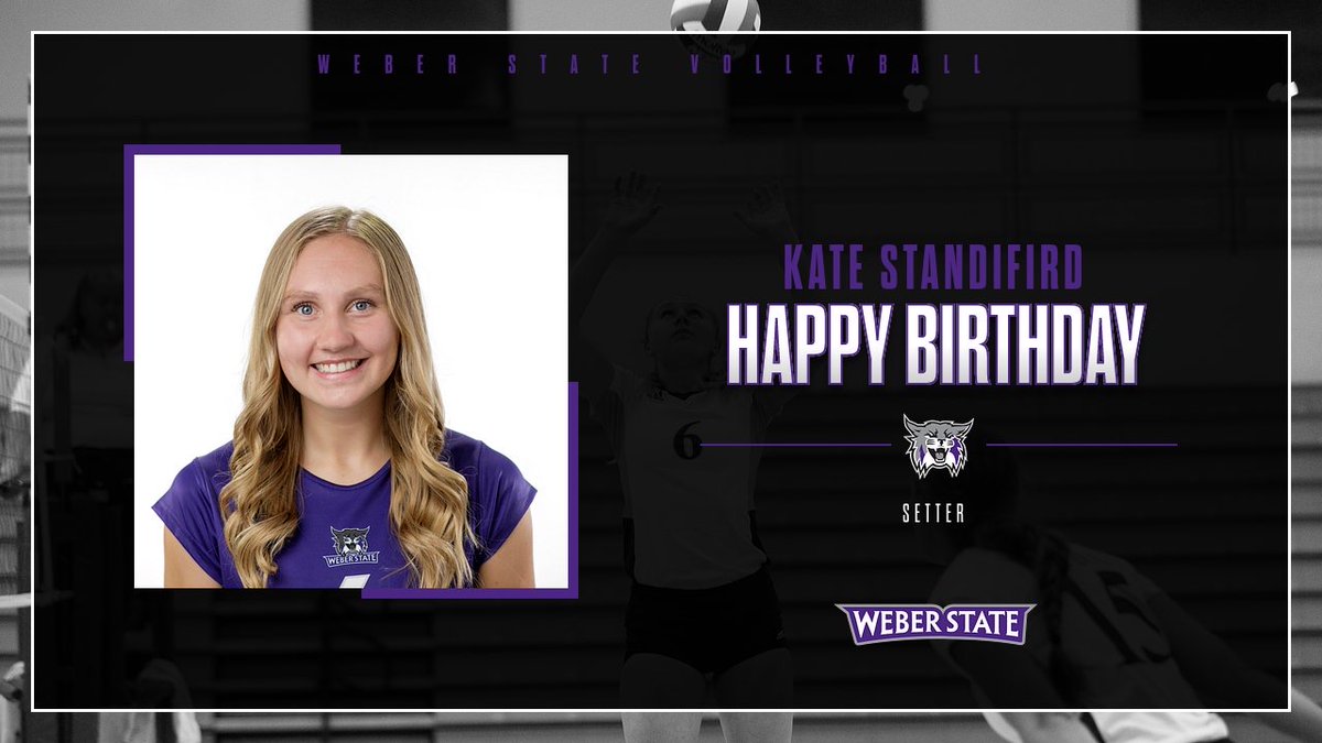weberstatevb's tweet photo. Happy Birthday to our “Freshman” Setter, Kate Standifird!! We hope you have an awesome day!! #weberstatevb #invictus #purplereign https://t.co/Szfgpf4WyH