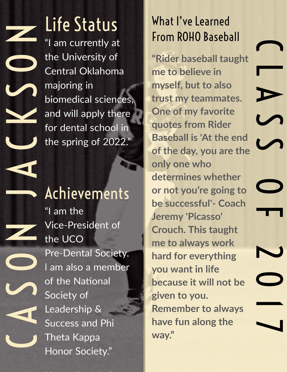 ROHO_Baseball's tweet photo. Our next #morethanball feature is @casonjackson13, class of 2017! #FightingRaiderS #Rideon @ROHOathletics @RiderRaiders @wfisd_athletics @WFISDschools https://t.co/AaFLkDwKIE