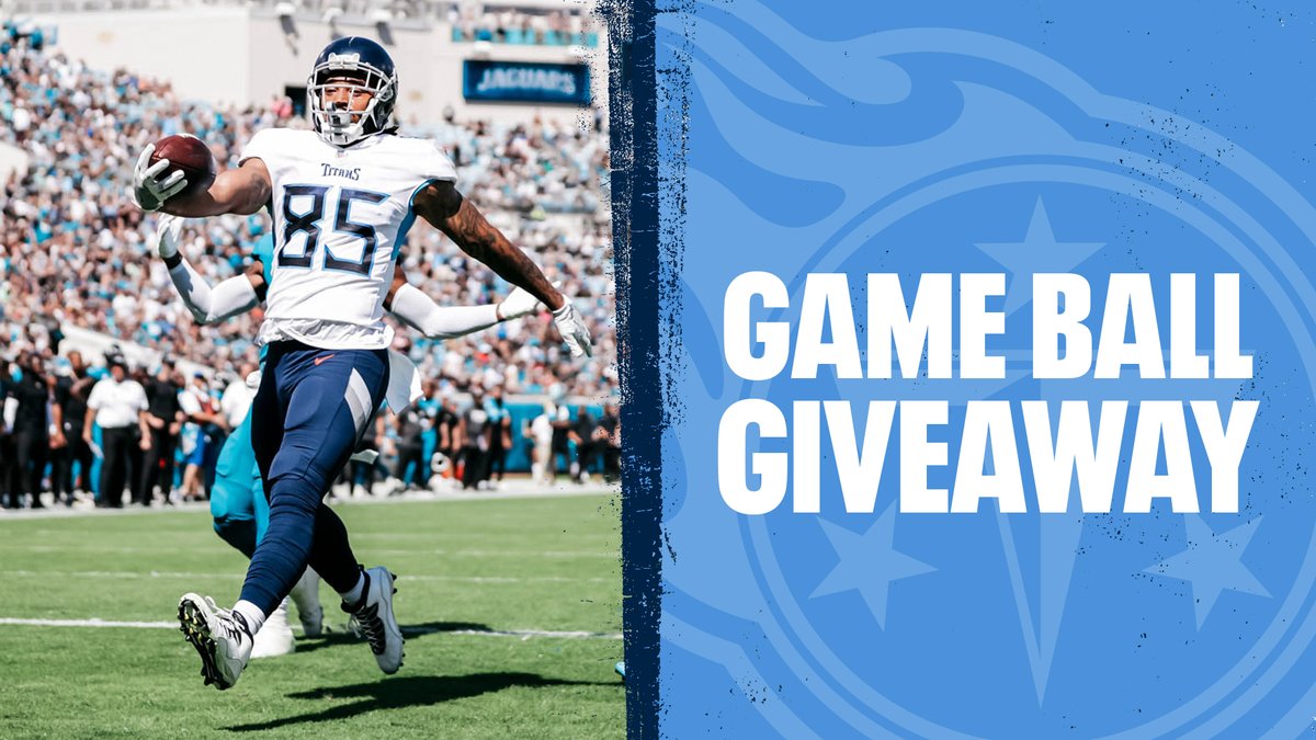 Titans Game Ball Giveaway 🏈 RETWEET + follow @Titans for a chance to win an official game ball from our victory over the Jaguars.