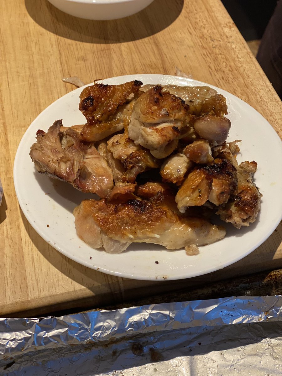 the_money_pit's tweet photo. Turkey wings cooked sous-vide with garlic and thyme, then broiled; cornbread and sausage stuffing; roasted turkey breast; green and yellow beans sautéed in butter and garlic. https://t.co/kK9SwhH2Vr