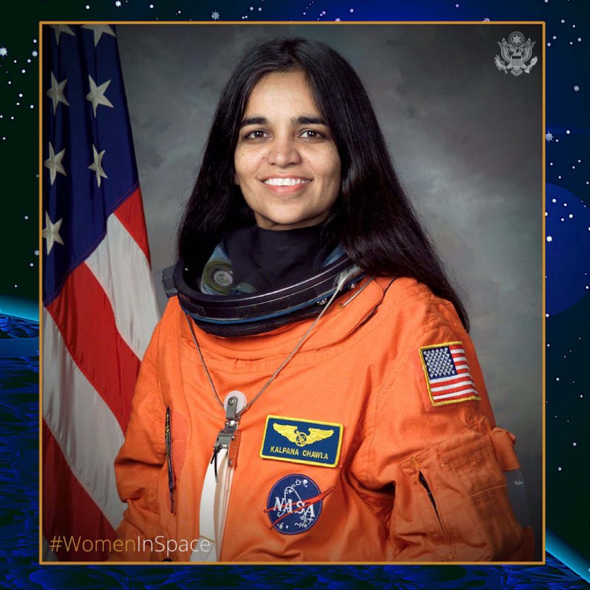 AgnishwarJ's tweet photo. #GirlChildDay ✨ 👩‍🚀 Kalpana Chawla was an #IndianAmerican astronaut, engineer &amp; the first woman of Indian origin to fly into space. 

She first flew on Space Shuttle Columbia in 1997 as a mission specialist &amp; primary robotic arm operator. #WomeninSpace 

@kiranshaw @elonmusk https://t.co/xOwgesKArm