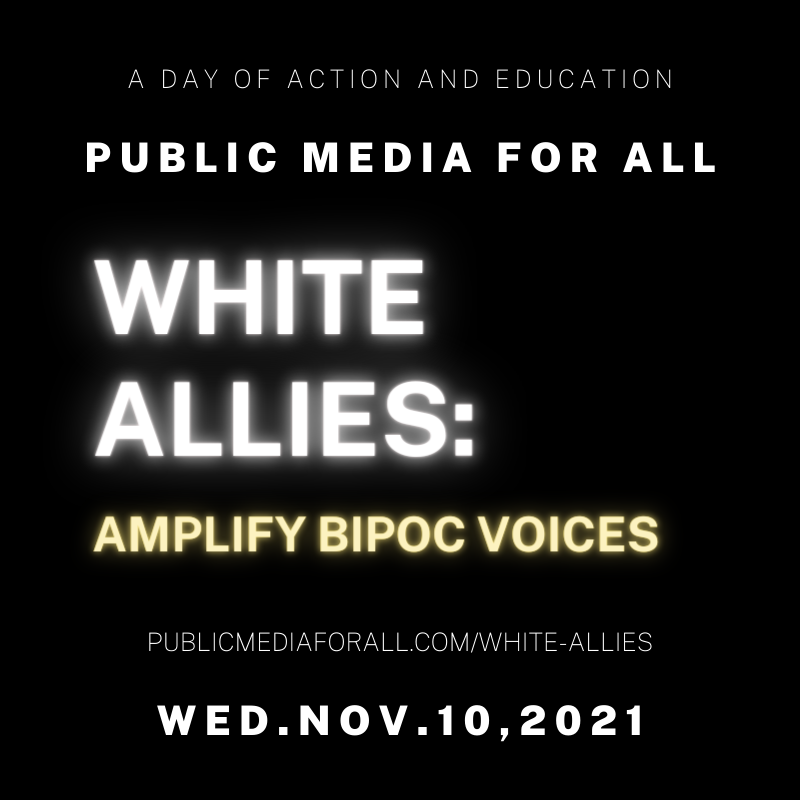 PublicMedia4All's tweet photo. We still need you. Stand with us Nov. 10, 2021. Sign up now at https://t.co/RVbKhuQeBL #PublicAF #diversity #publicmedia #pubmedia #npr #pbs #communitymedia https://t.co/VfHtjTcF3u
