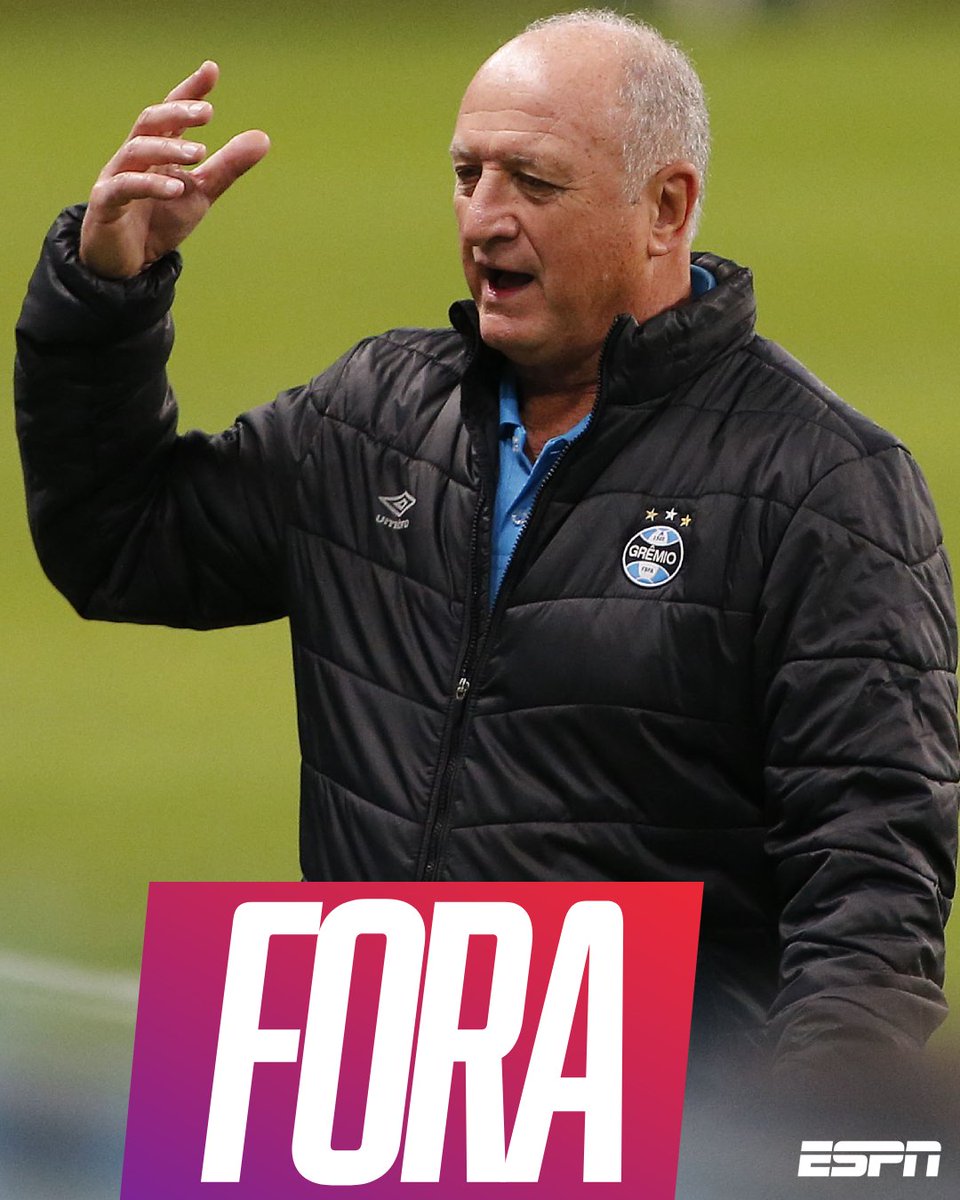 SportsCenterBR's tweet photo. FELIPÃO NÃO É MAIS TÉCNICO DO GRÊMIO! Em nota, o clube gaúcho anunciou a saída do treinador, em comum acordo. A equipe está na 19ª posição do Campeonato Brasileiro. https://t.co/5HdrAr1IzA