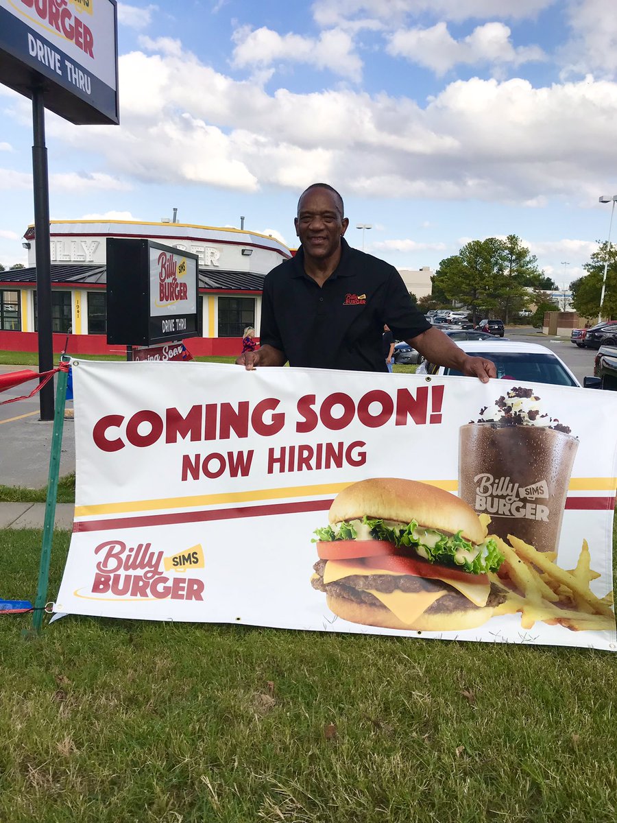 RealBillySims's tweet photo. Are you as ready as I am for @billysimsburger to open Friday in #Tulsa, OK!? Come see me Oct. 15 & 16 for autographs & enjoy our made-fresh-to-order homestyle burgers. More info coming this week! ADDRESS ➡️ 1941 S Yale Ave #billyburger #billysimsburger #billysims https://t.co/xr4XINik6D