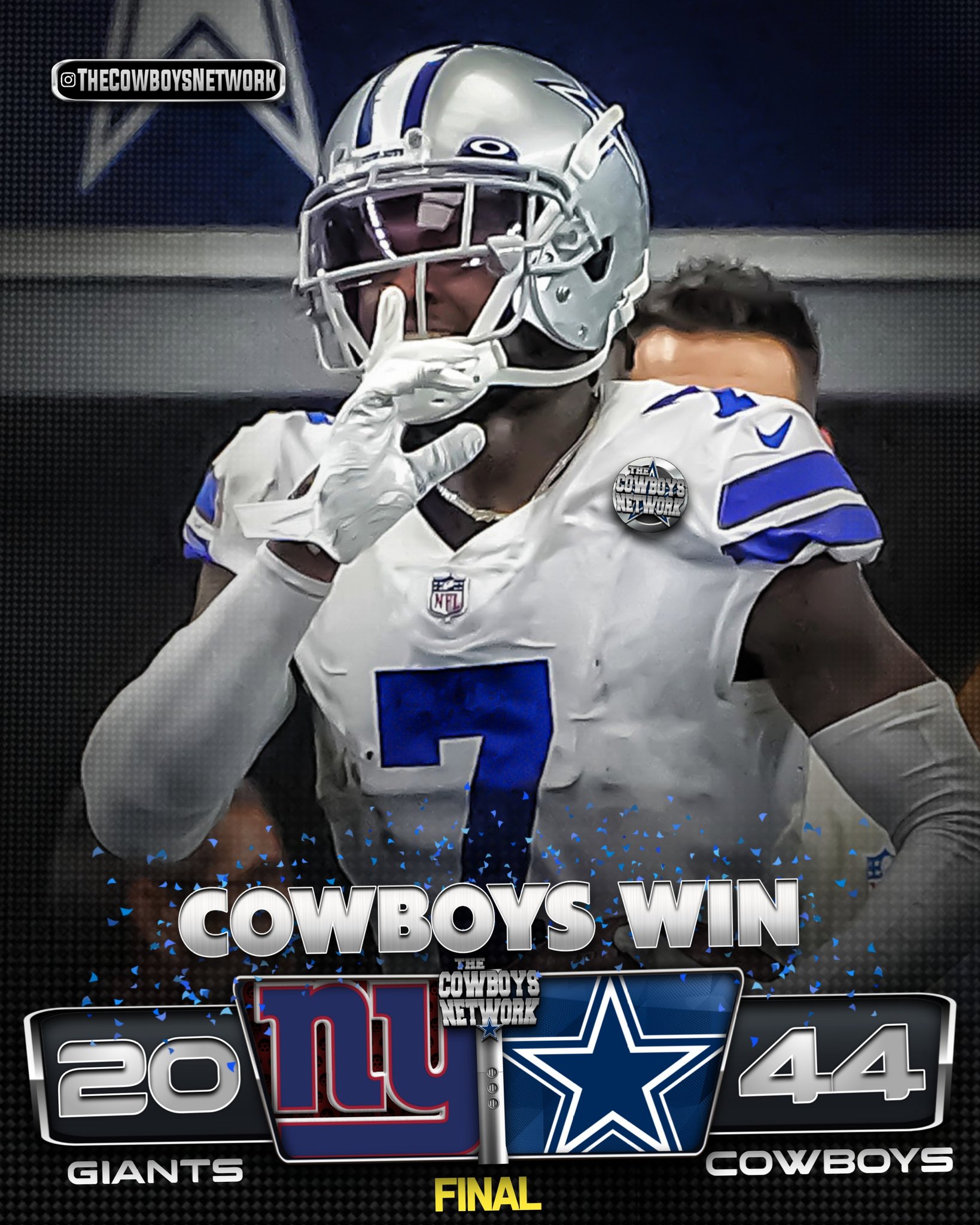 Dallas Cowboys Network on X: 'COWBOYS WIN! FINAL SCORE: Giants 20