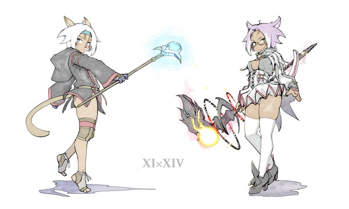 10数年ぶりにミスラ(70歳~75歳当時)描いたので、
折角だから前描いたウチノコと旧新並べてみた☺
同じ人という事になっている(脳内で)

やはり最高のFFといえばこの2作…😌 