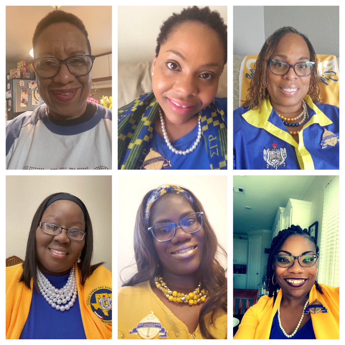 sgrhomocity's tweet photo. Look at our gorgeous ETS Sorors attending our virtual Area III meeting! The Super Southwestern Region always shows up and shows out 🐩💙💛!!
#SigmaSWR #LeadWithLoveAndExcellence
#sigmagammarho #sgrho #EliteETS #MoCityPretty🐩 https://t.co/dWdYW8ieJI