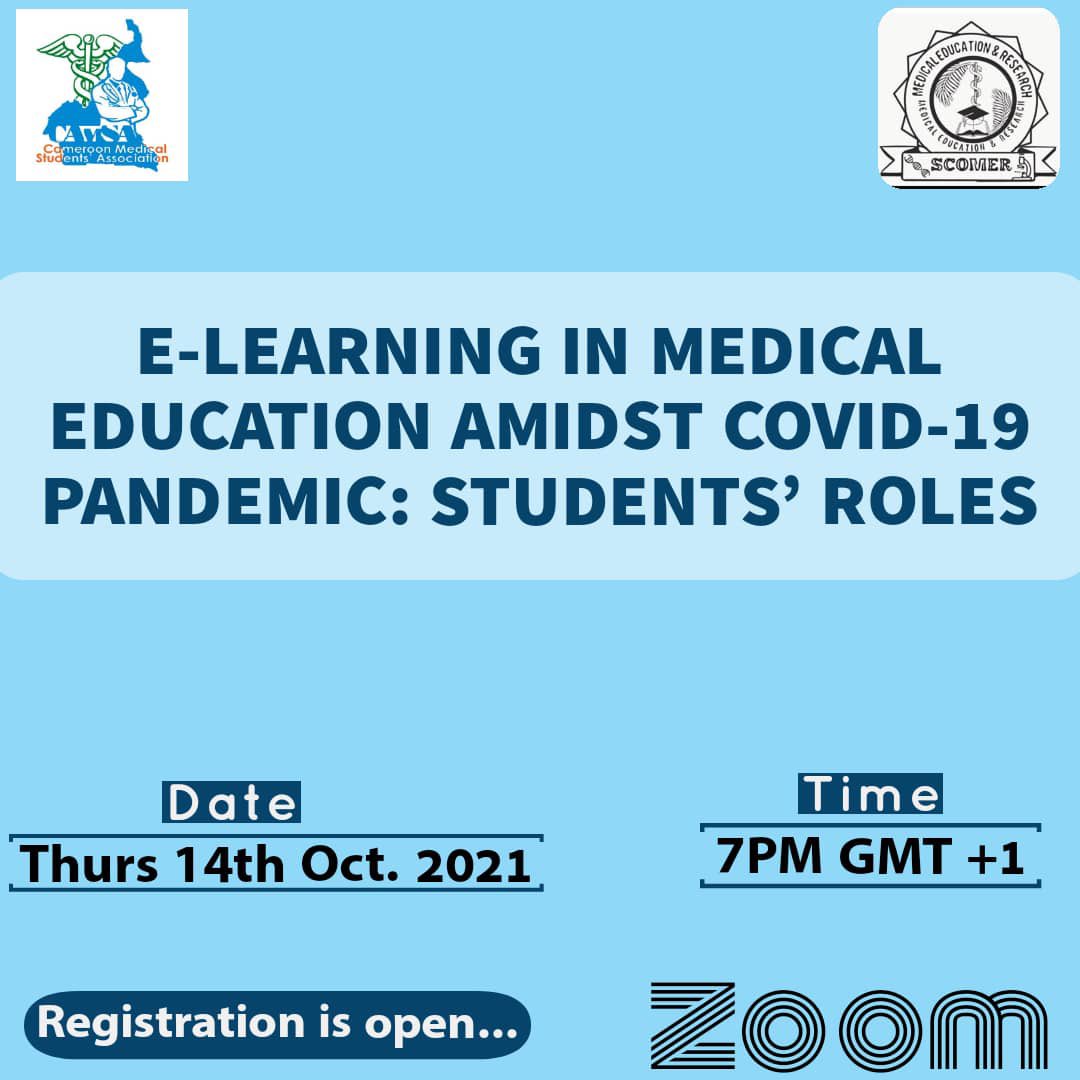 scomercamsa's tweet photo. 🏫 Its Medical Education Systems Program Week
Dear medical students and doctors🇨🇲
SCOMER CAMSA brings to you an online seminar which will educate you on various E-learning platforms which will eventually be of benefit to you. 
▶️Date: Thursday 14th October 2021
▶️Time: 5:00 PM https://t.co/UVJYGK7VLV