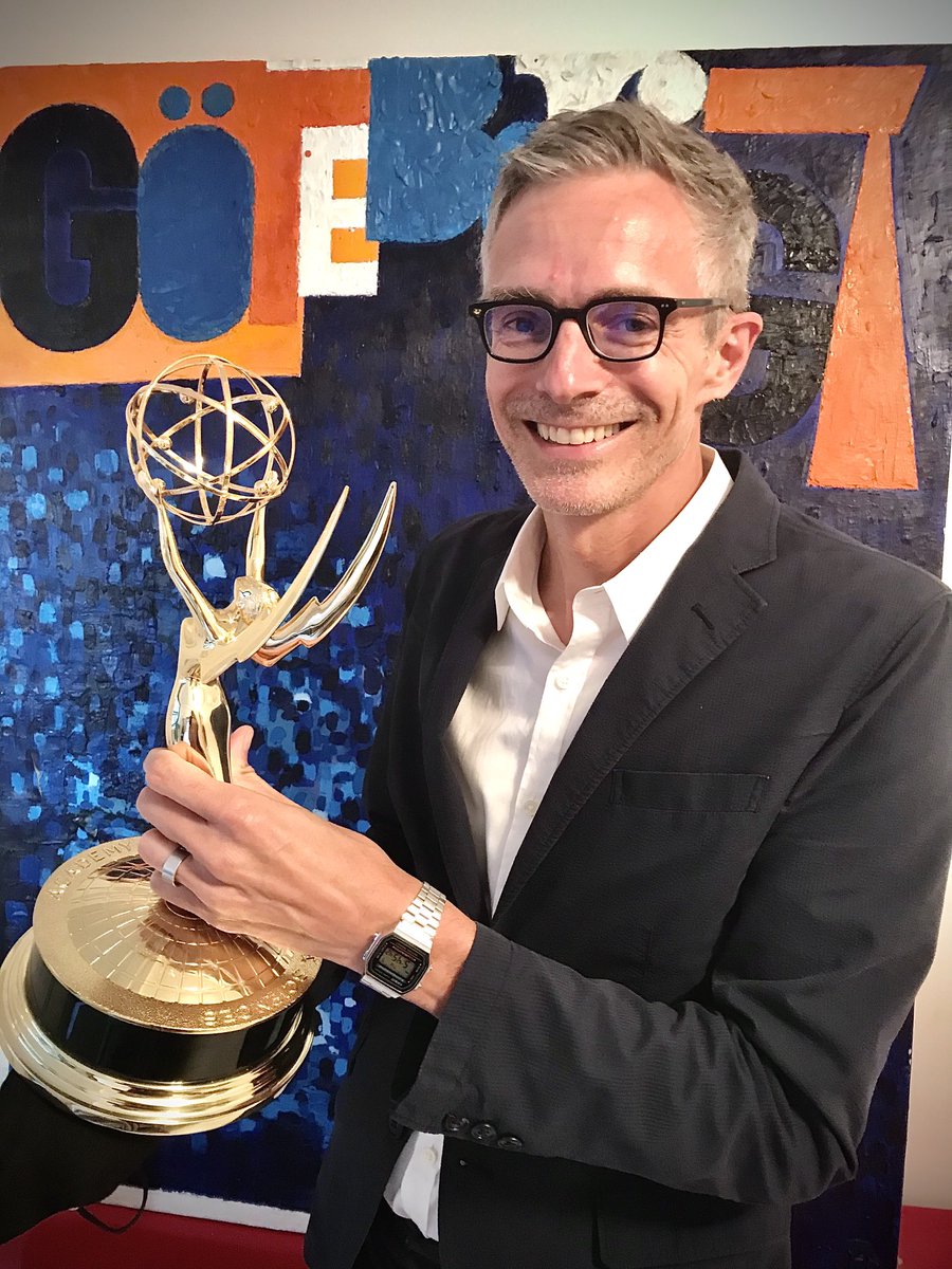 So excited to hoist my first Emmy!! Not mine, of course. It belongs to superstar Kirsten Johnson (she was robbed of an Oscar) for her documentary Dick Johnson is Dead #RIPDickJohnson . See it. It cannot be described.