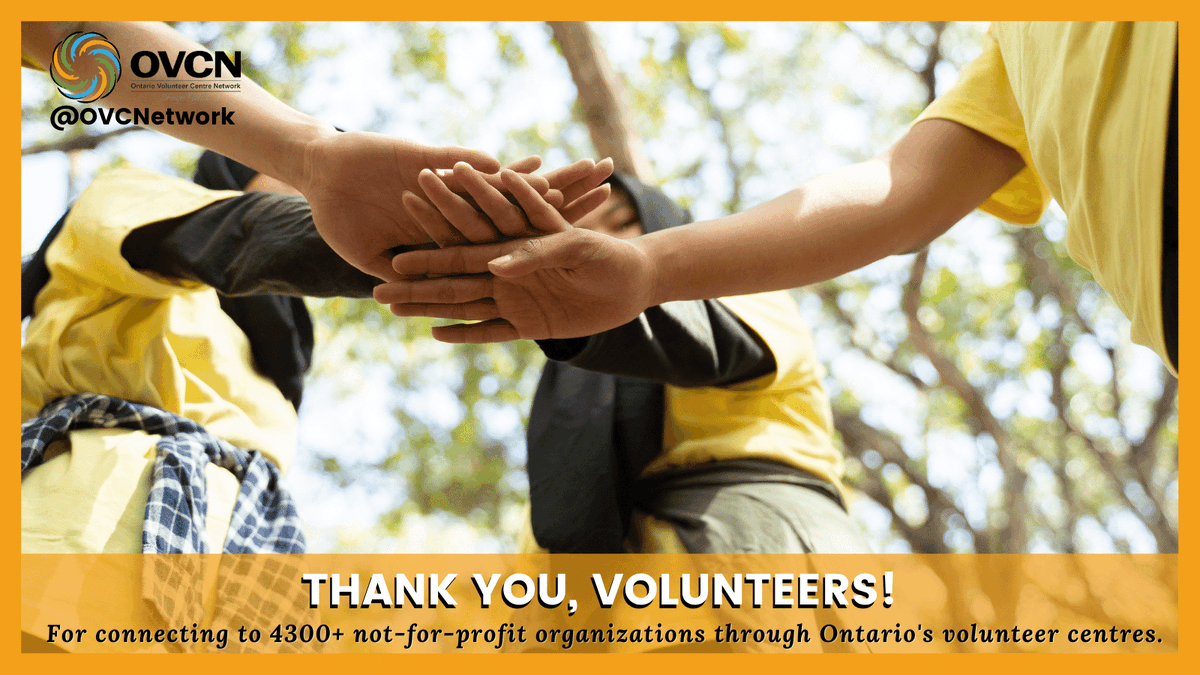 OVCNetwork's tweet photo. Thank you to all our volunteer who used the resources at their disposal and connected with over 4300 organizations through volunteer centres! 
#thankyou #volunteers #StrongerTogether https://t.co/qaUEkKg2G7