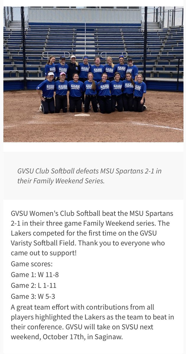 Photo 2 of 2 on twitter from user @GV_ClubSoftball.