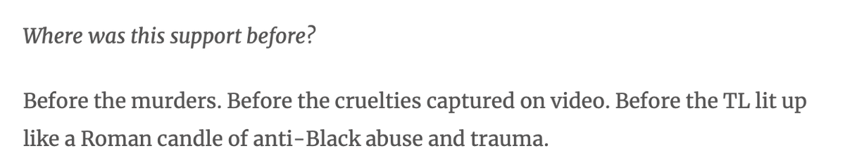 MadelynMeder's tweet photo. This statement in McKinney's article about the commodification of Black pain really stood out to me. Why does pain and trauma have to happen in order for people to realize the importance of treating EVERYONE with respect and dignity? #engl20512 https://t.co/43kXePpKH2