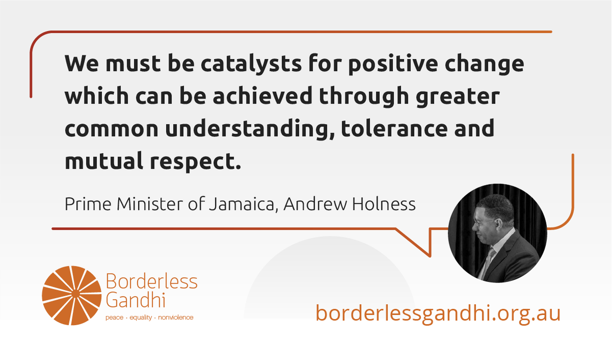 borderlessgandh's tweet photo. Prime Minister of Jamaica Andrew Holness, at @UN headquarters in 2019, underlined Gandhi's doctrine of non-violence &amp; sacrifice is a source of personal inspiration to his own #leadership. 
 
#mahatmasmessage #gandhi 
 https://t.co/d0cWvl2iai https://t.co/F1eBZHRYkO