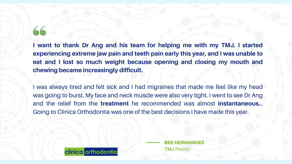 COrthodontia's tweet photo. An incredible TMJ testimonial from Ms Bee Hernandez!

#ClinicaOrthodontia
#TMJ https://t.co/HVMmSd6O7j