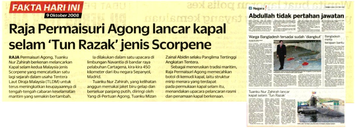Throwback Pada 9 Oktober 2008 Kapal Selam Kedua Tldm Telah Dilancarkan Oleh Dymm Raja Permaisuri Agong Ketika Itu Di Cartagena Sepanyol Inthenews Kebanggaan Pencapaian Sediaberkorbanpic Twitter Com B1gqaqzahe Tldm Rasmi Cocotbodol