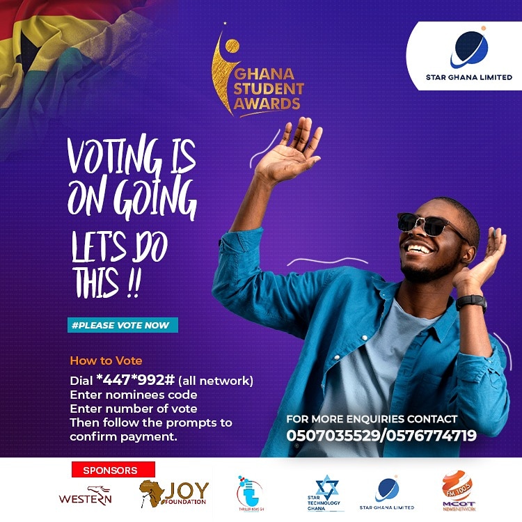 ghana_student's tweet photo. Voting is on going let do this!!
Dial *447*992# to vote on all network.
#ghanastudentawards
#Ghana #gsanominess #vote https://t.co/NyH6dWMOxL