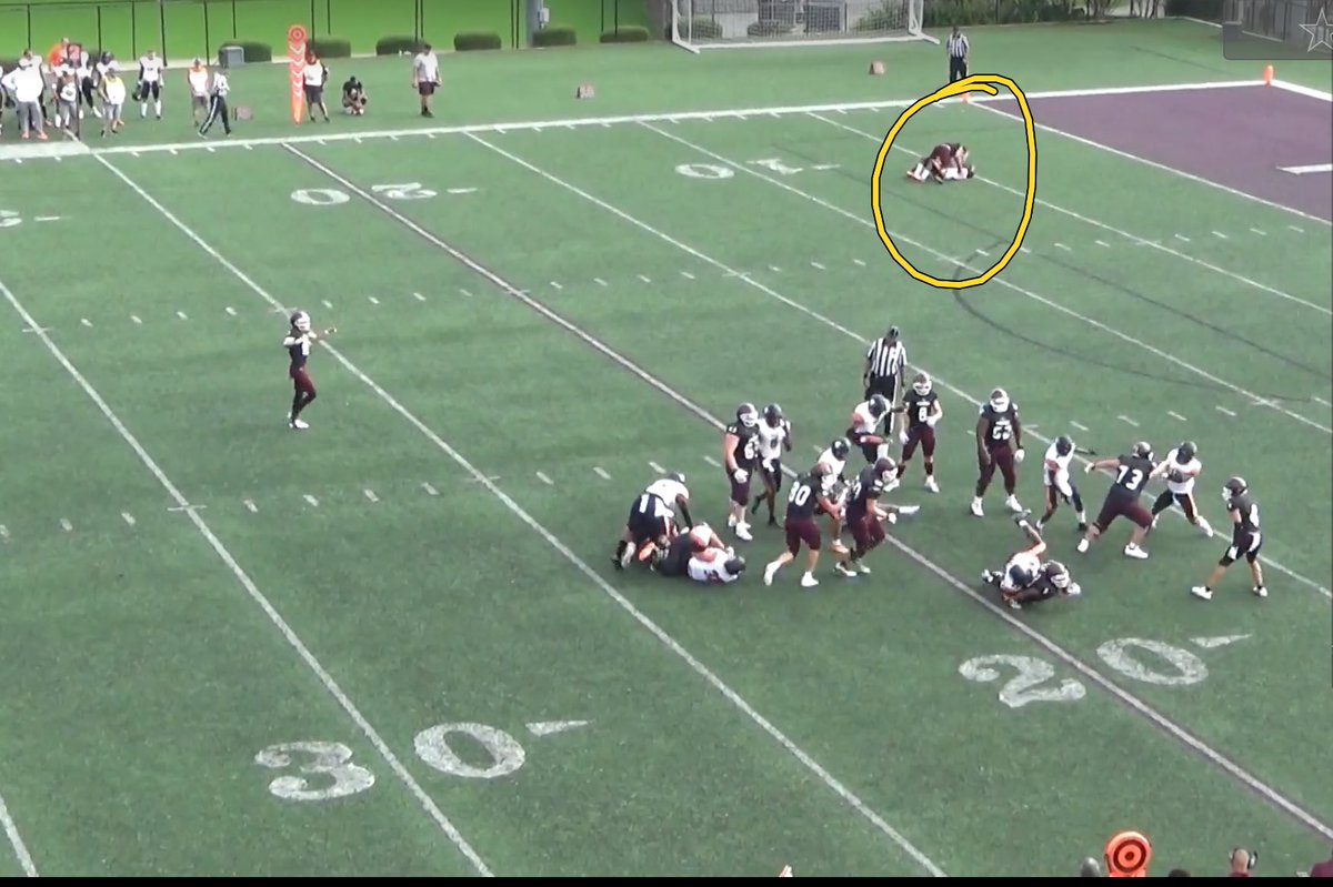 CoachGarnerOL's tweet photo. As an OL Coach this right here gets me freakin JACKED when I see the run play and then up top 20 yards away, our WR is cleaning the turf with the back his defenders jersey!!! Do your 1/11th!!  #5AVAGES #LETSGO https://t.co/FFXVsFFn9H