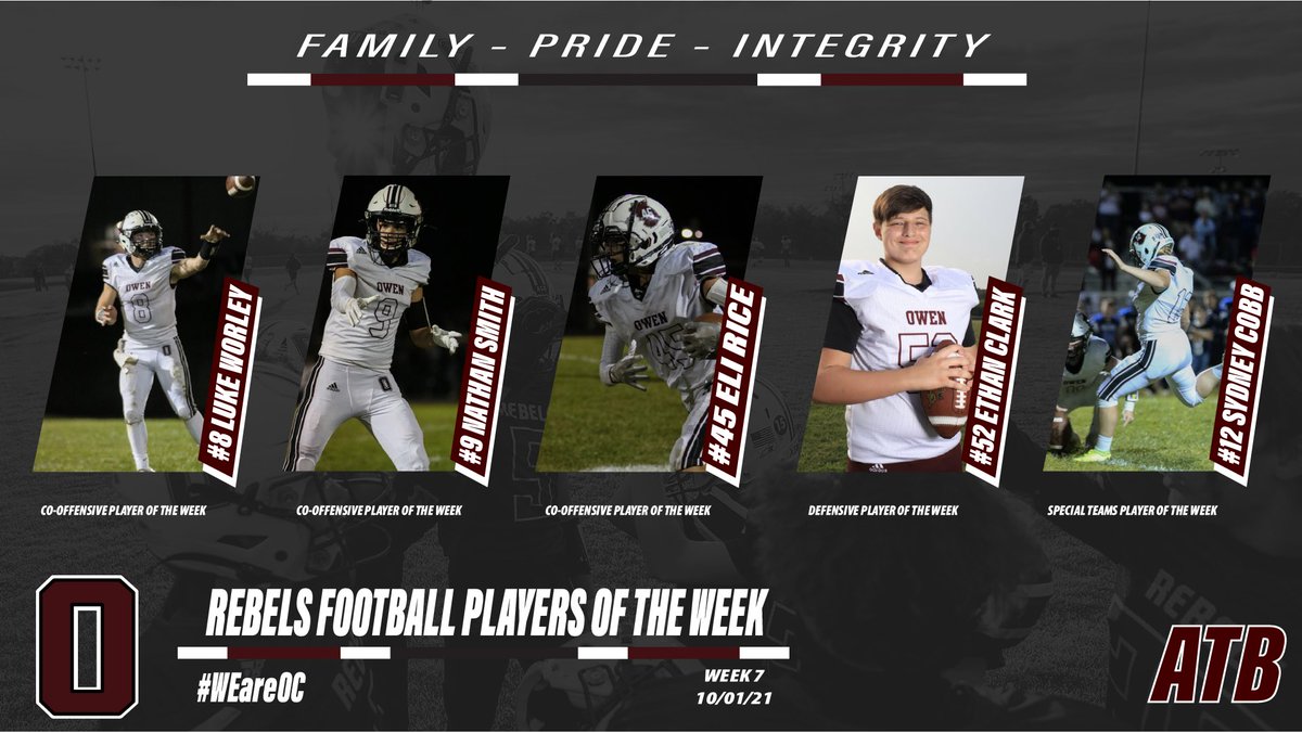 Congrats to our #OCFB Players of the Week vs Gallatin County.

#ATB
#RebelsFootballFamily
#TODAY