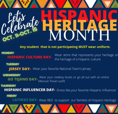 RevereMS_HISD's tweet photo. HISPANIC HERITAGE MONTH
Oct 11-15
#BeReady
#BeReflective
#BeResponsible https://t.co/NTPLH8Wqqg