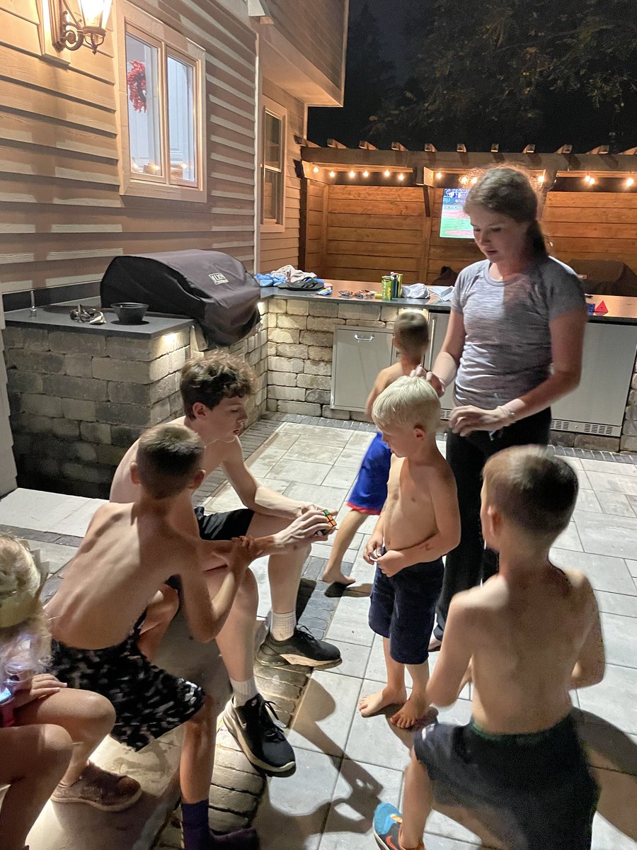 Matthew, my son set the tone early with no shirt...all the boys/cousins followed his lead! Good times with family.