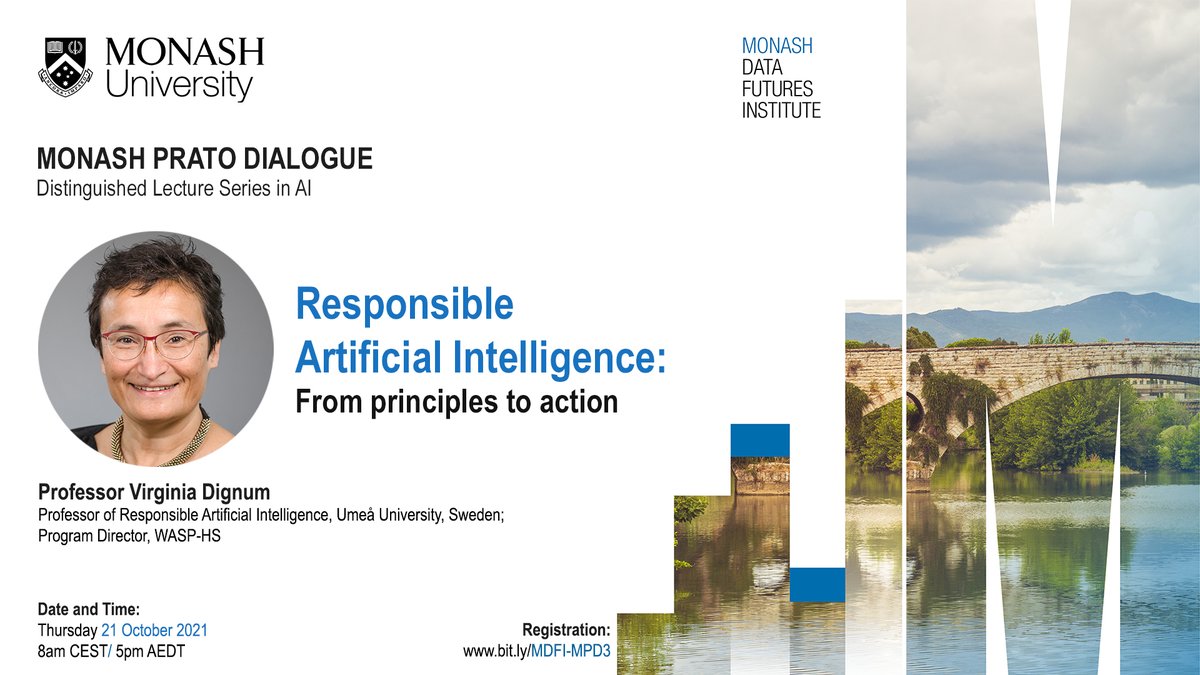 monashAI_inst's tweet photo. 10 days to go before we host the amazing @vdignum in our #MonashPratoDialogue lecture series.

Prof. Dignum will discuss the technical and socio-legal solutions, towards producing "Responsible AI".

Date:
21 Oct, 8 am CEST/ 5 pm AEDT

Register now!
https://t.co/hfD9F19b1Y https://t.co/sv7Eus0oPY