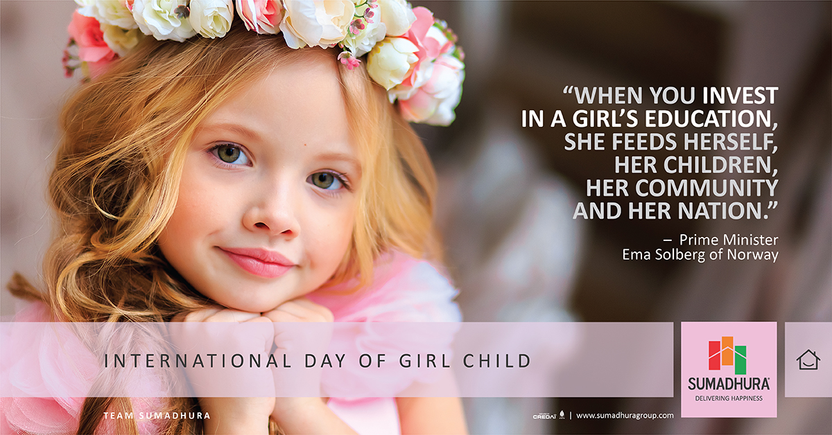 teamsumadhura's tweet photo. On this #InternationalDayofGirlChild, let us pledge to stop discrimination against #adolescent girls and #empower them with equal opportunities. And also promote awareness about the rights of a #GirlChild and create recognition on the significance of #GirlEducation, and #health. https://t.co/jCAvkIULGR