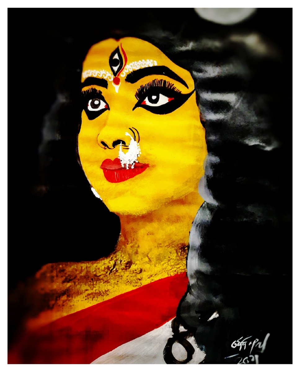 debabrata_pall's tweet image. Wish you all  subha shosti... occasion of sixth day of navratri.. stroke about maa katyani... 
Om devi 
Acrylic stroke on paper  
☺🌷🙏
#debabratapal #creativesketch #artistontwittter #art 
@sonal_mansingh @sangeetnatak @SrBachchan @BibhuMohapatra