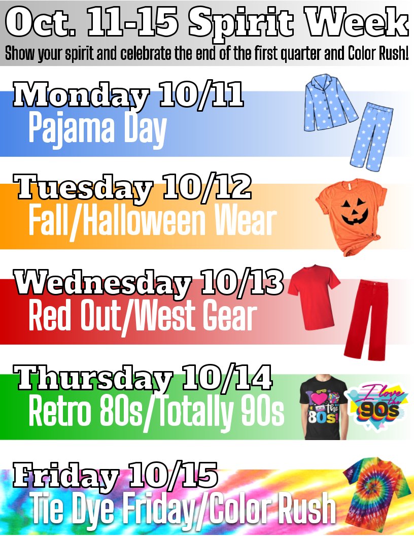 MrsCook_RJ's tweet photo. Ridge, don't forget to dress for spirit week this week! Get your cozy jammies ready for tomorrow. Last week of the quarter: we've got this! #RidgeLife #RidgeStudentCouncil #WEareLakota https://t.co/iQcEecrTIq