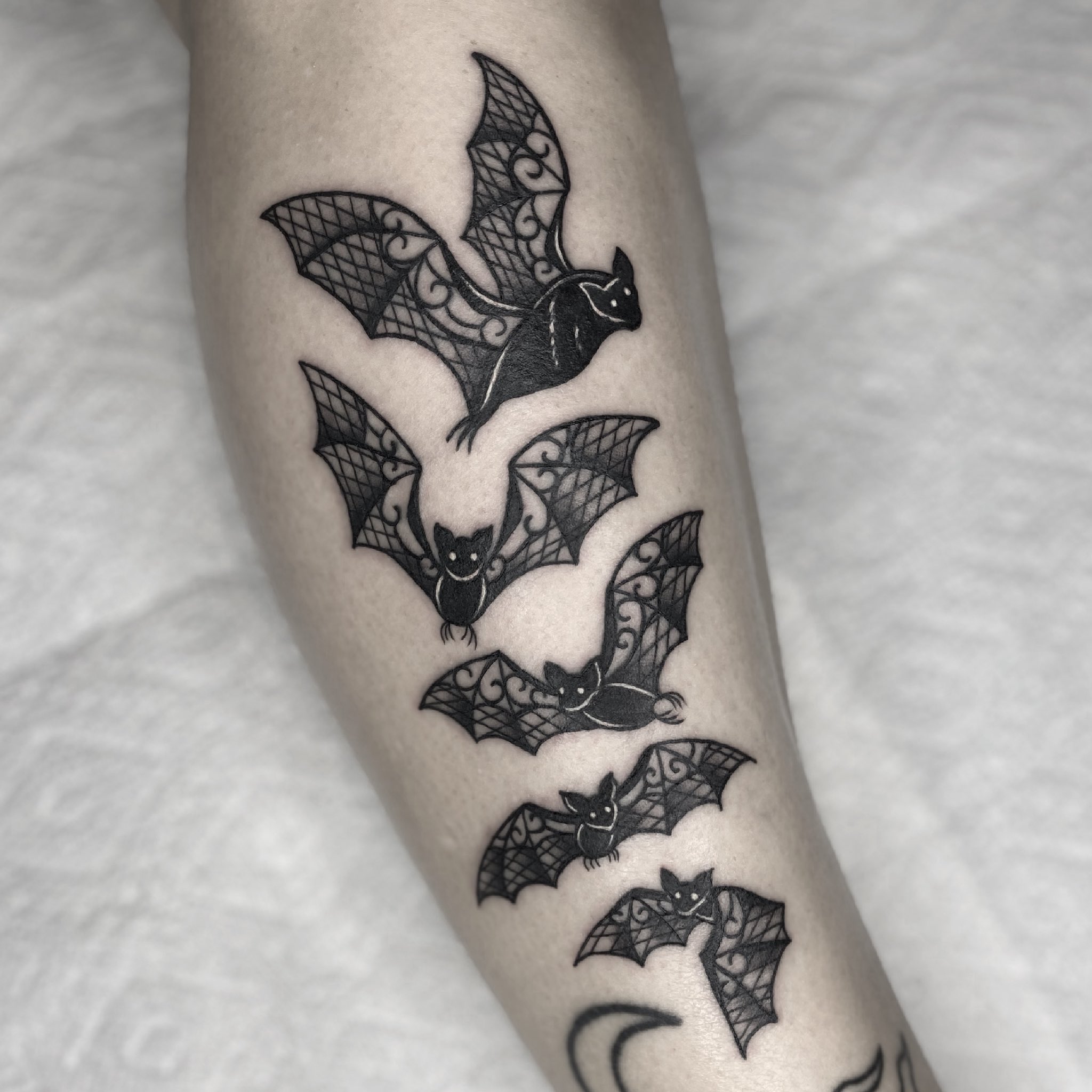Small Colorful Bats Tattoo Idea