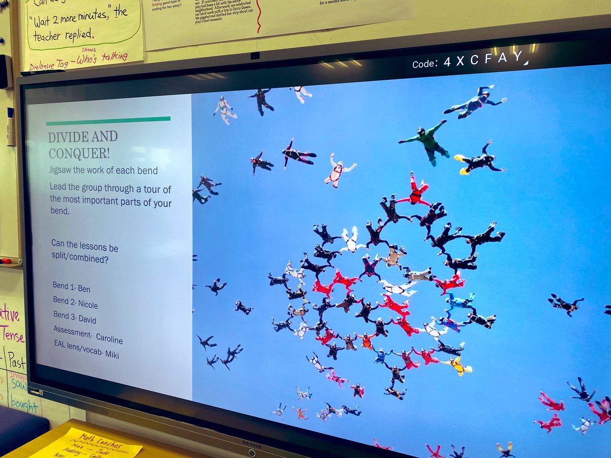 serzinclioglu's tweet photo. Day 38: Divide and conquer! Our third grade team is unpacking their upcoming #readersworkshop unit. They each become a “bend expert” and then tour their team through the teaching &amp; learning highlights. #Collaboration #pdesrocks @TCRWP @SASchina @malihaiq5 @amyamyhoss @MjHibbeln https://t.co/NvAC1hSKfn