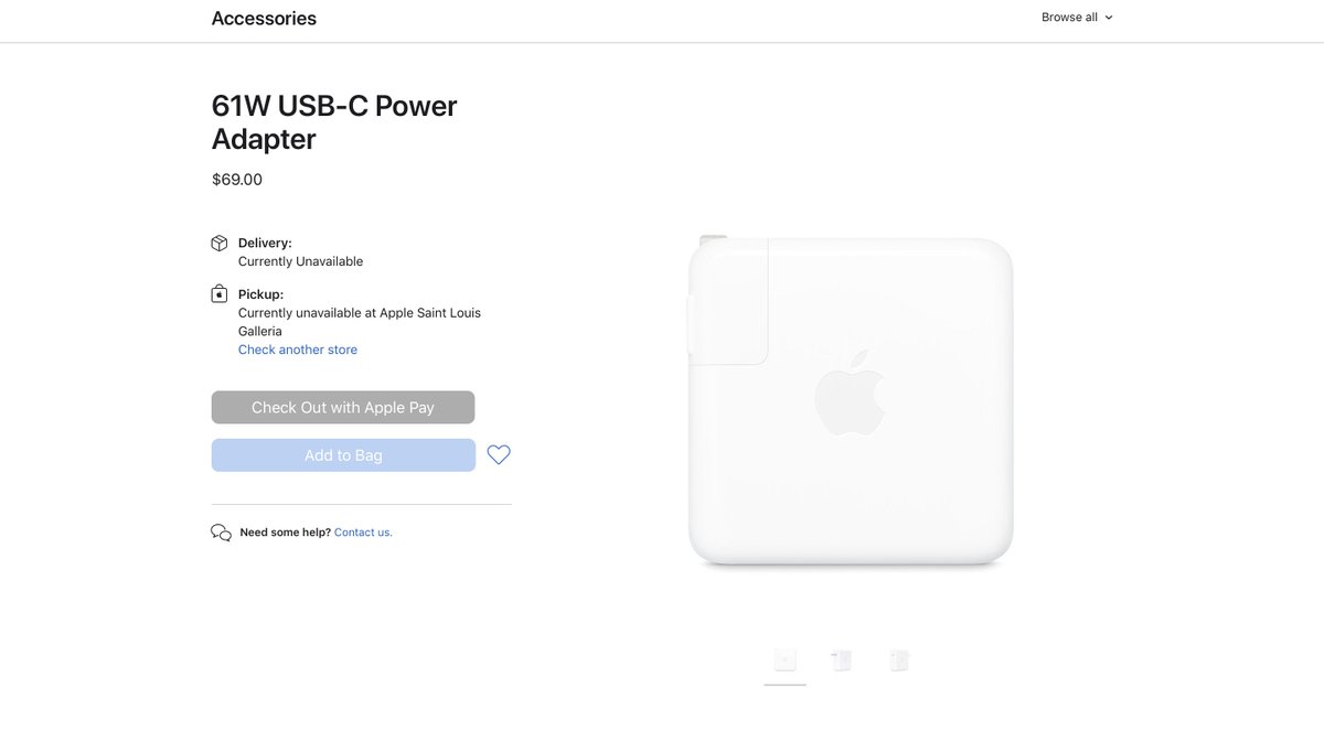 appltrack's tweet photo. 13/16-inch MacBook Pro chargers out of stock ahead of rumored refresh https://t.co/Z1KXxi3WYU https://t.co/QAlC1AXYvv