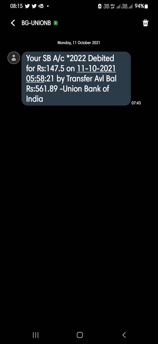 Swarup_wb's tweet photo. @UnionBankTweets @UnionBankTweets  Each and every month My LiC premium is debited to my account. But this month 147 rs extra amount has been deducted due to genarel charges recovery. 
So this kind of service not expect from your esteemed organization. https://t.co/uz6ZN4ZQrI