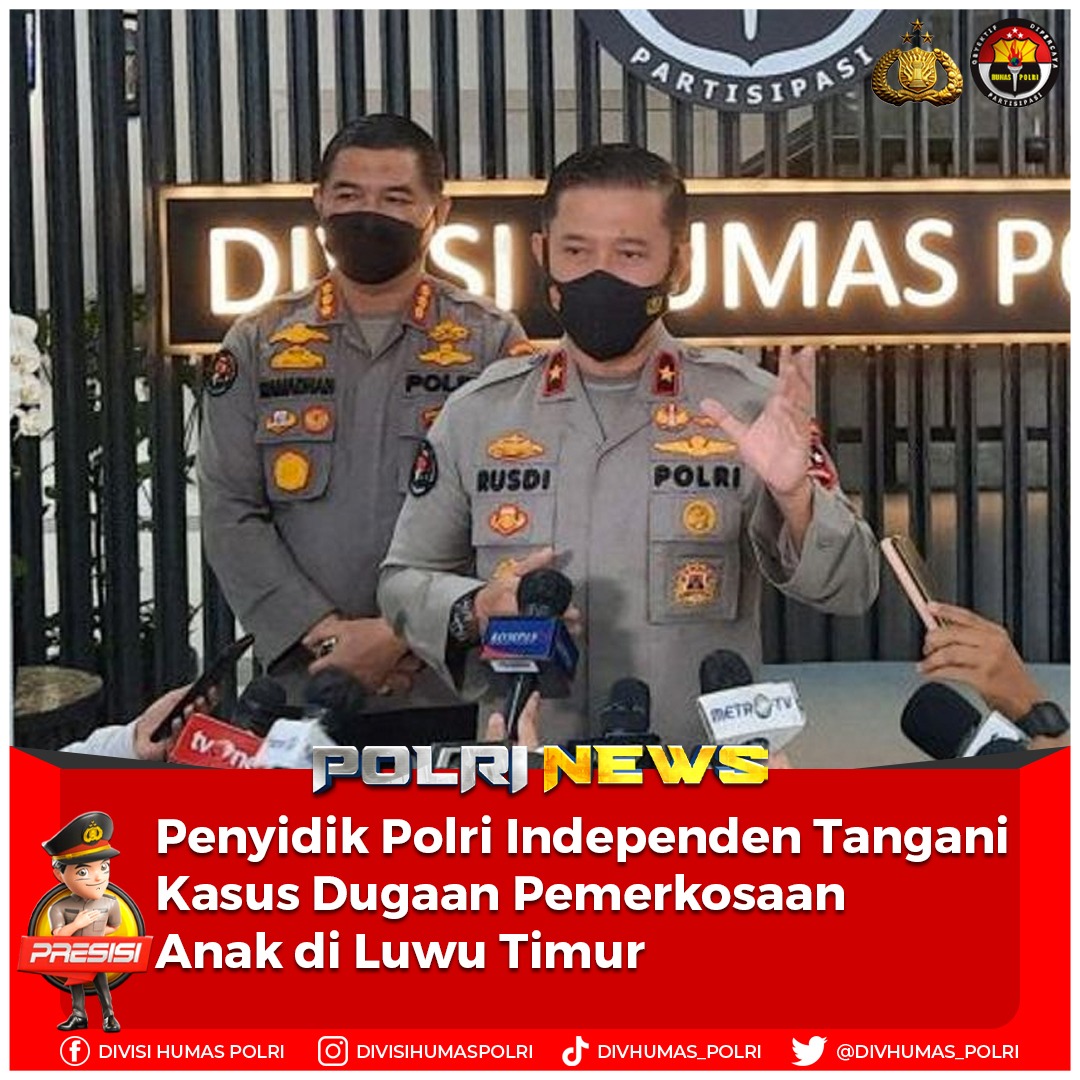 Humas_Respasbar's tweet photo. Penyidik Polri Independen Tangani Kasus Dugaan Pemerkosaan Anak di Luwu Timur

#PolriSesuaiProsedur
Pastikan Penanganan Luwu Timur https://t.co/QdLIwcGnqM