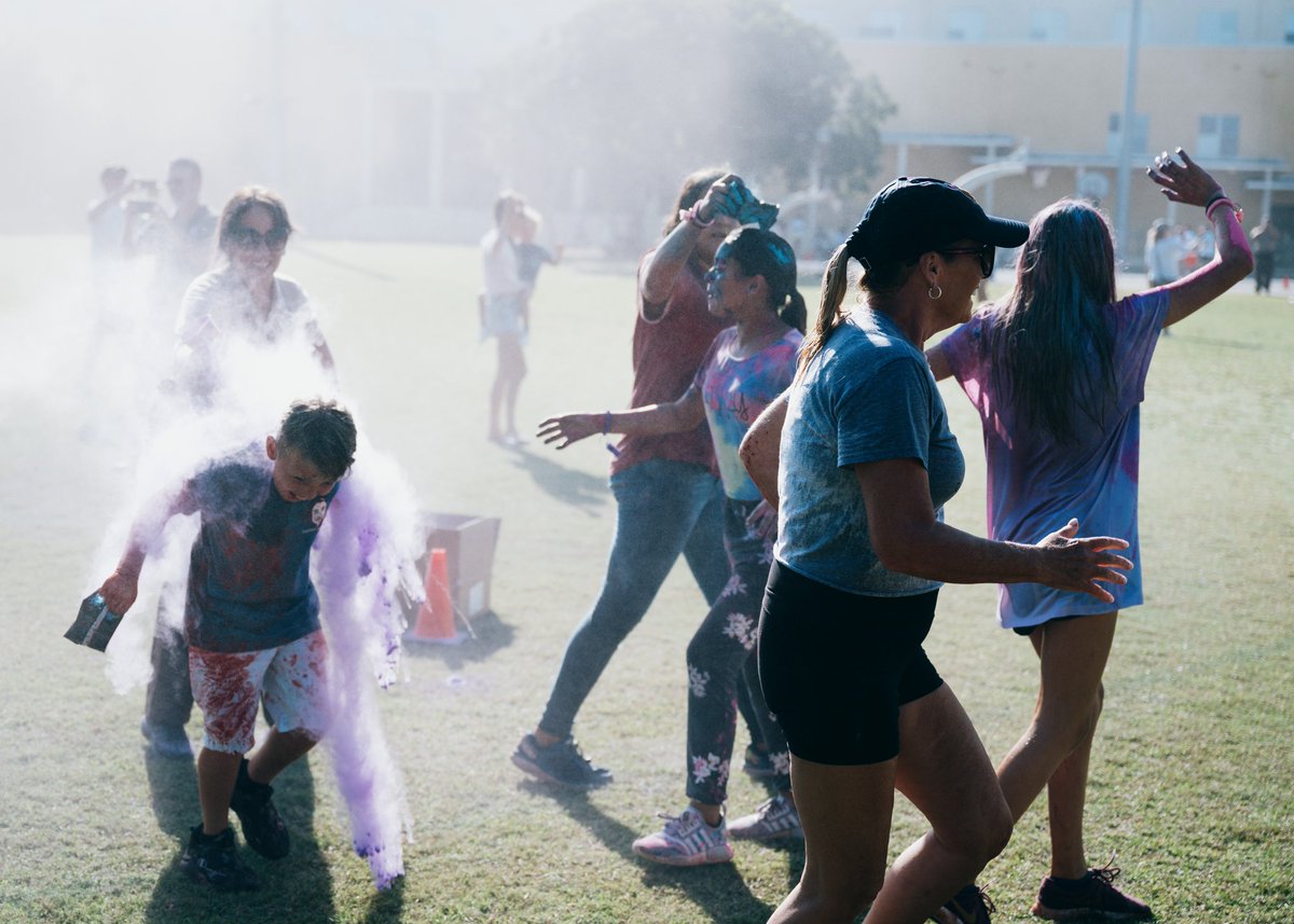 leoweekend's tweet photo. Today's color run was a huge hit! Thank you to @keybiscayne Fire/Rescue for the water Cannon &amp; the Police department for helping us set this awesome event up! https://t.co/w2ypK8evFP