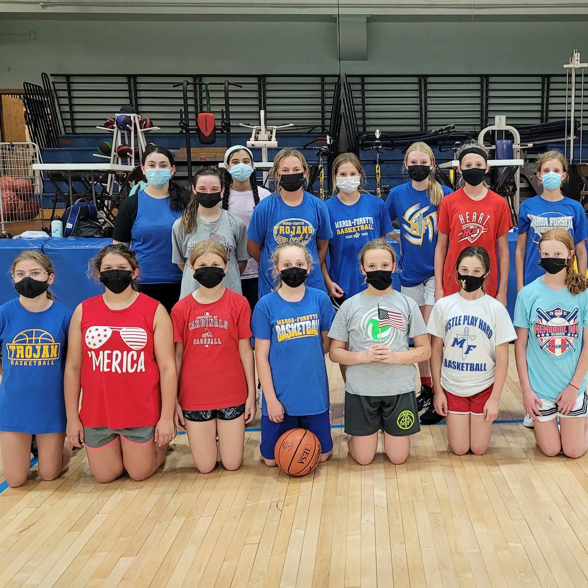 MFMSGirlsBball's tweet photo. ❤🤍💙 America Theme for Wednesday's practice
💙💛🏀Blue and Gold for the Homecoming Parade
#mtfproud https://t.co/JIMw9msC1y