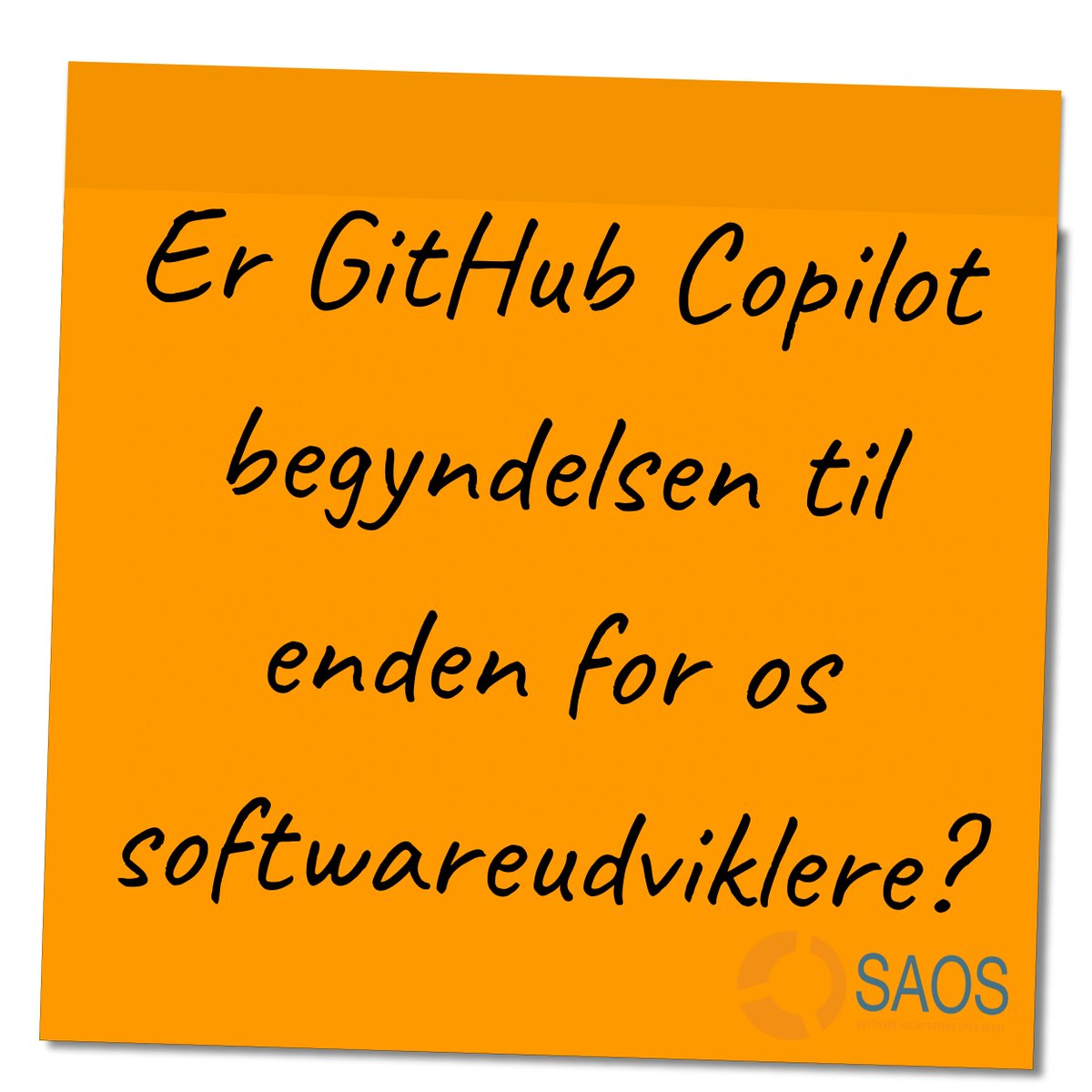 lundogbendsen's tweet photo. Er der ingen fremtid for os softwareudviklere, hvad tænker du? På #SAOS 2021 kan det være din post-it, der sætter diskussionen i gang blandt nogle af landets dygtigste IT-arkitekter.

Tilmeld dig nu: https://t.co/ZGZe4dpQwP

#saos #github #copilot #softwarearchitecture https://t.co/0BWryJG9M9