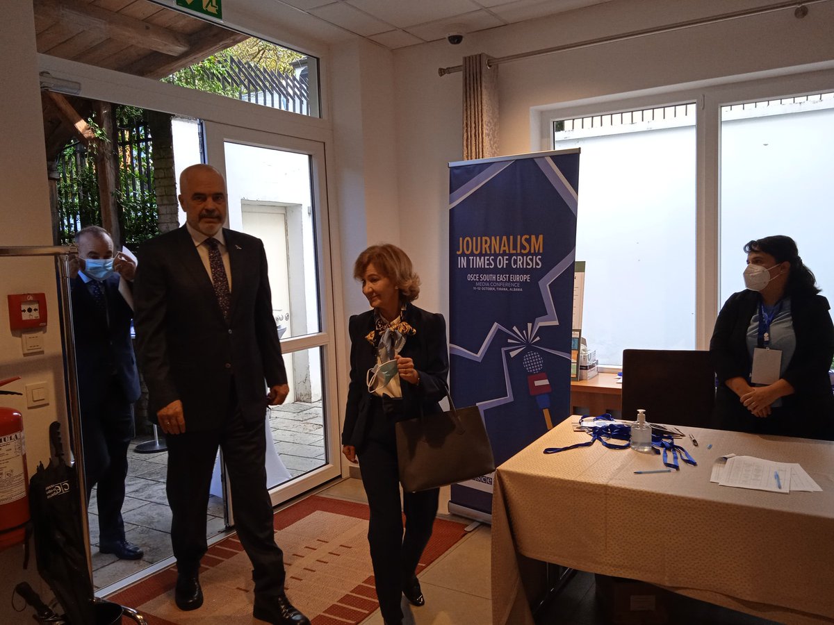 BalkansCaucasus's tweet photo. The Albanian premier at the 8th #seemc media conference @OSCE_RFoM calls for limits to #FreedomOfSpeech to fight disinformation @MediaFreedomEU https://t.co/Mckx37y85v